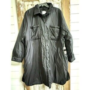 WOMEN'S STYLUS INSULATED SNAP FRONT SHIRT JACKET COAT - Black - 3X (24W-26W)